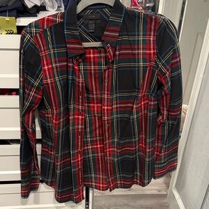 J. Crew Women's Red and Blue Plaid Blouse